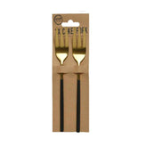 Kitchen Goods Stainless Steel Cake Fork Ste of 2 Pieces - Gold with Black Handle